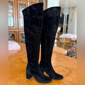 Saint Laurent Elegant Black Over-the-Knee Boots